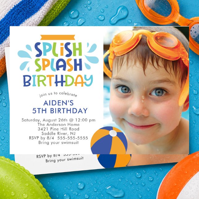 Convite de Aniversário para Festa na Piscina Splis (Criador carregado)