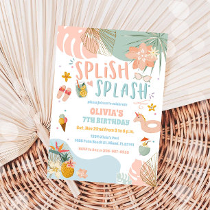 Convite de Aniversário para Festa na Piscina Tropi