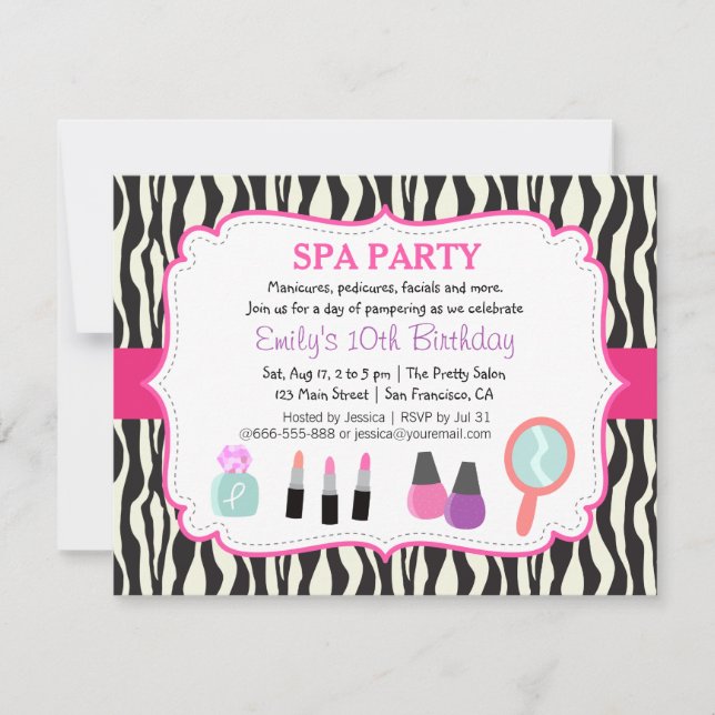 Convite de Aniversário para Festa no Spa com Estam (Frente)