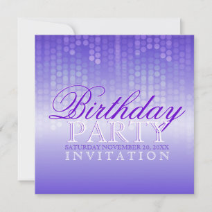 Convite de Aniversário para Festa Roxa Brilhante e
