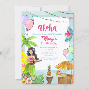 Convite de Aniversário para Festa Tropical de Pisc