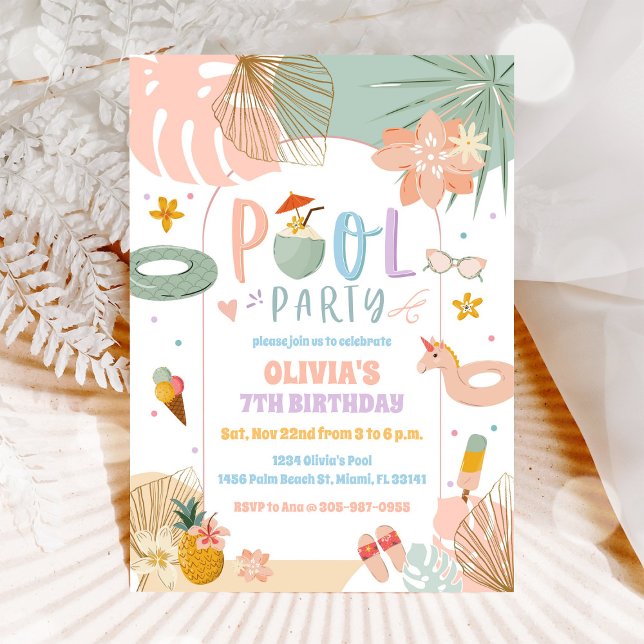 Convite de Aniversário para Festa Tropical na Pisc (Criador carregado)