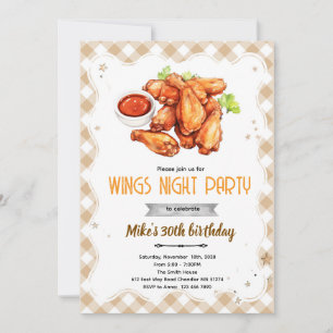 Convite de aniversário para festa Wing Night