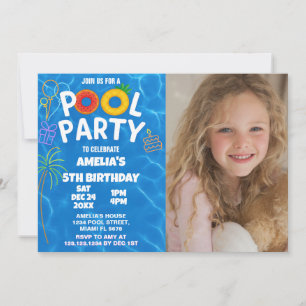 Convite de Aniversário para Festas de Piscina para