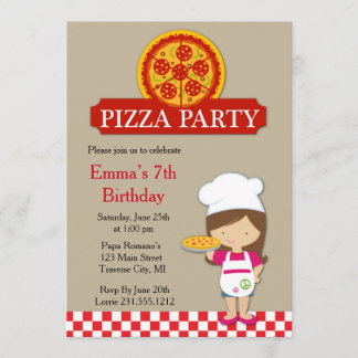 Convite de Aniversário para Festas de Pizza de Men