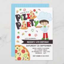 Convite de Aniversário para Festas de Pizza Menina