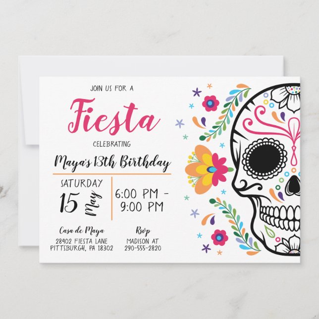 Convite de aniversário para Fiesta, no México (Frente)