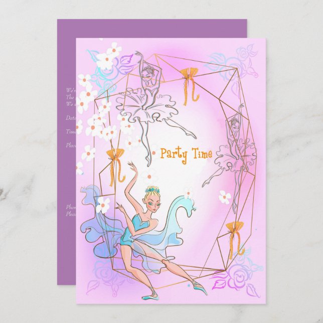 Convite de aniversário para filha de 5 anos (Frente/Verso)