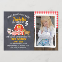 Convite de Aniversário para Foto de Quadro de Barn