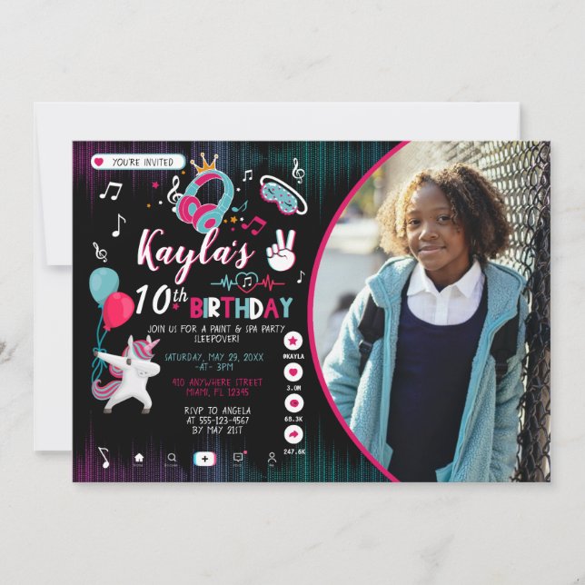 Convite de Aniversário para Foto do Partido Music  (Frente)