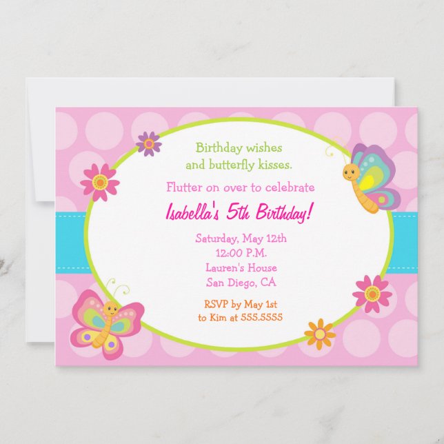 Convite de Aniversário para Fotografia de Borbolet (Frente)