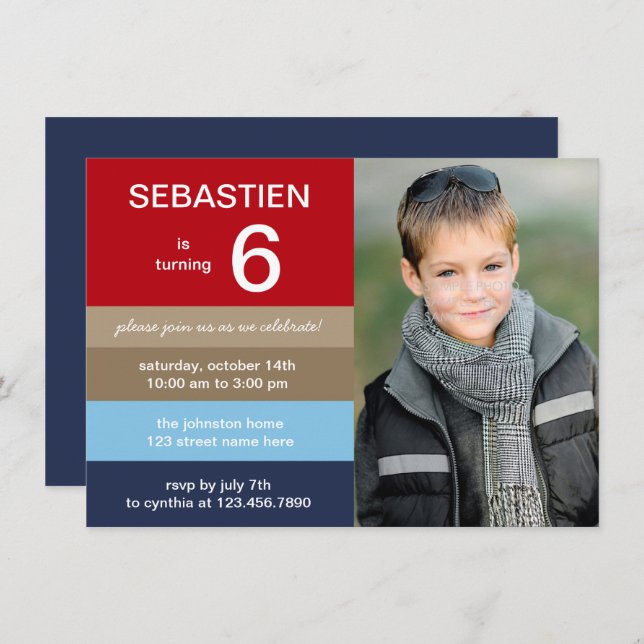 Convite De Aniversário Para Fotos De Listras De Po (Frente/Verso)