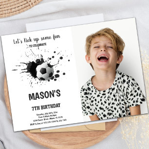 Convite de Aniversário para Futebol de Tinta Negra