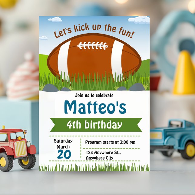 Convite de Aniversário para Futebol Esportivo (Sports Football Birthday Invitation)