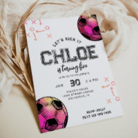 Convite de Aniversário para Futebol Rosa Quente de