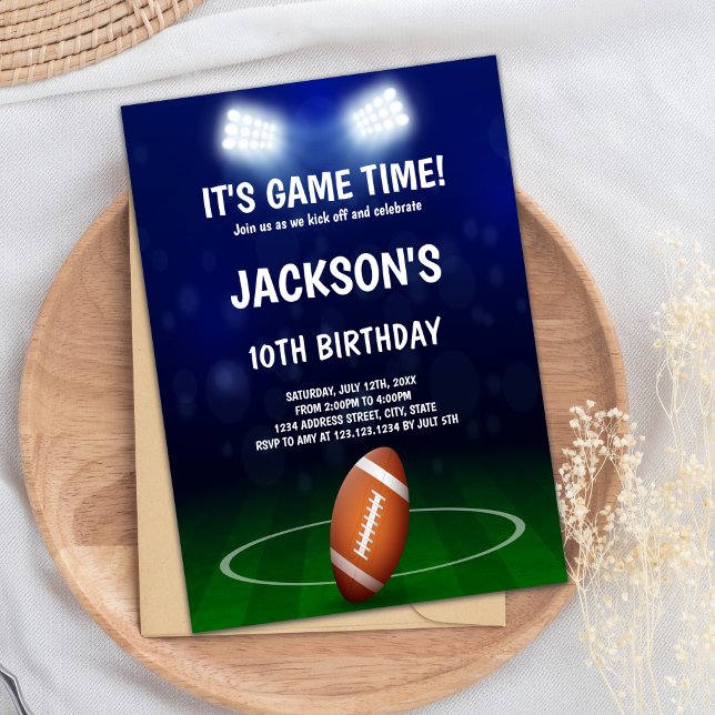 Convite de Aniversário para Futebol Verde e Azul (Green Blue Football Birthday Invitations)