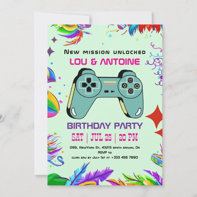 Convite de Aniversário para Gamer (Frente)
