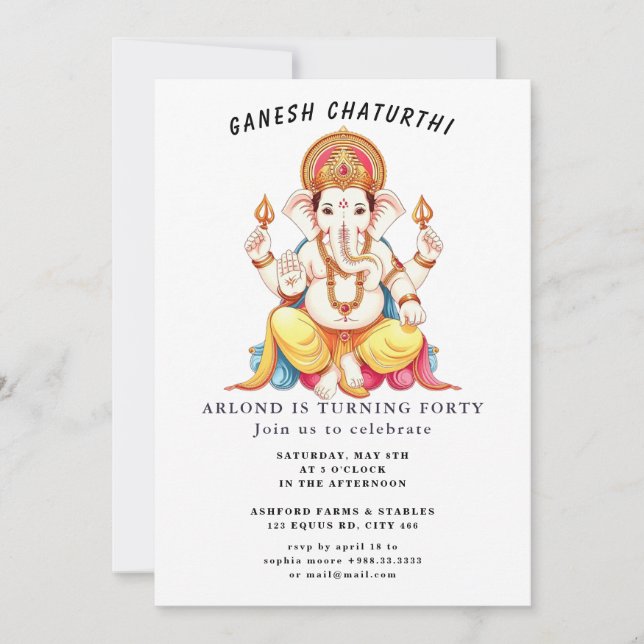 Convite de aniversário para ganesh chaturthi (Frente)