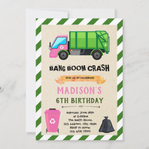 Convite de aniversário para Garbage Truck