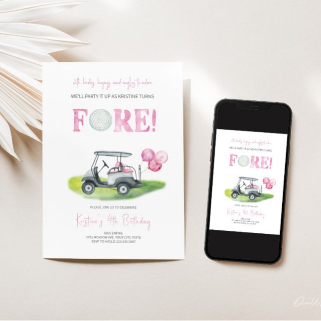 Convite de aniversário para Garota de Mini Golfe (Criador carregado)