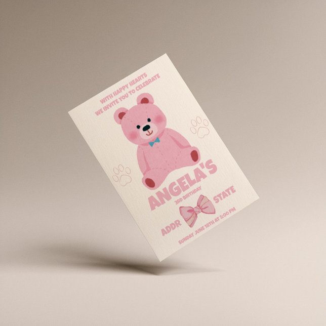 Convite de Aniversário para Garota Rosa Encantada  (Criador carregado)