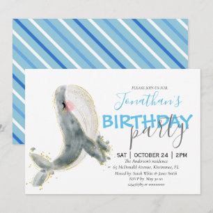 Convite de Aniversário para Garotas de Baleia