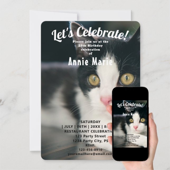 50 Convites de Aniversário Personalizados Gata Marie