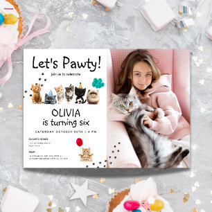 Convite de aniversário para gatos de fotografia
