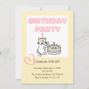 Convite de aniversário para gatos e bolos engraçad