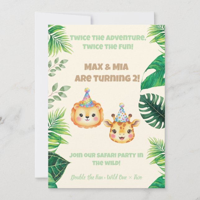 Convite de Aniversário para Gêmeos Menino e Menina (Frente)