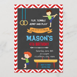 Convite de aniversário para ginástica de criança