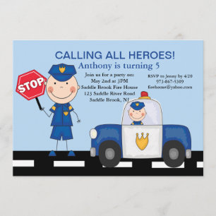 Convite de Aniversário para Heróis da Polícia
