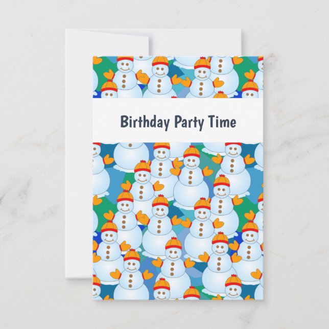 Convite de aniversário para homens de neve (Frente)