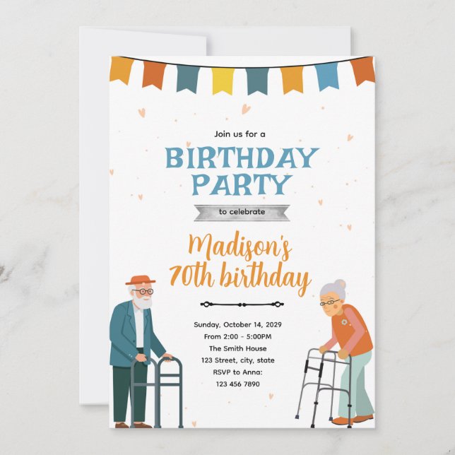 Convite de aniversário para idosos (Frente)