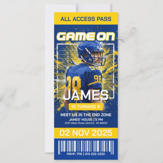 Convite de Aniversário para Ingresso de Futebol de (Frente)