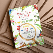 Convite de Aniversário para Insetos Insetos Nature