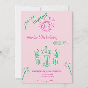 Convite de Aniversário para Jantar com Desenho Mod