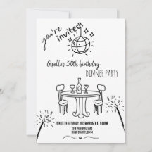 Convite de Aniversário para Jantar com Desenho Mod