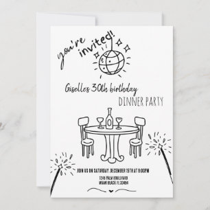 Convite de Aniversário para Jantar com Desenho Mod