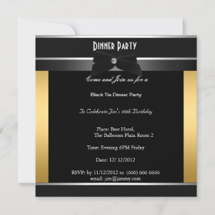 Convite de Aniversário para Jantar Formal a Fantas