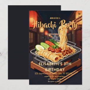 Convite de Aniversário para Jantar Japonês Hibachi