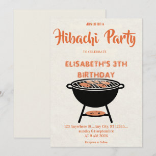 Convite de Aniversário para Jantar Japonês Hibachi