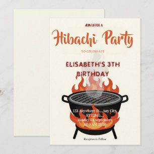Convite de Aniversário para Jantar Japonês Hibachi