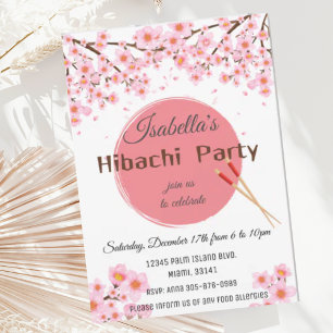 Convite de Aniversário para Jantar Japonês Hibachi