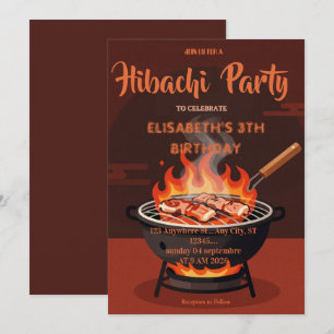 Convite de Aniversário para Jantar Japonês Hibachi