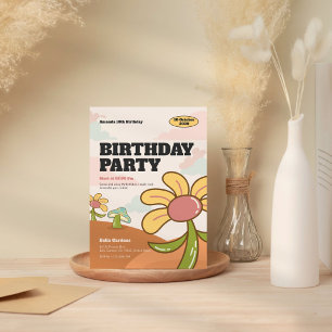 Convite De Aniversário Para Jardim De Flor Retro W