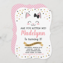 Convite de aniversário para Kitty Cat