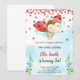 Convite de Aniversário para Ladybug de Cor da Água