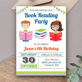 Convite de Aniversário para Leitura de Livros Infa
