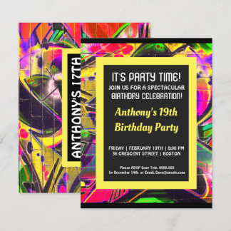 Convite de aniversário para Letras de Abstrato de 